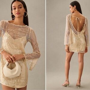 Elegant Gold Sequin Mini Dress